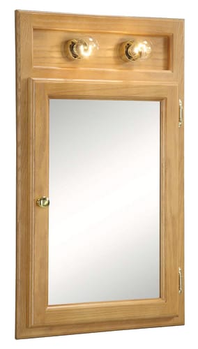 Design House 551036 Richland Two-Light 18 x 30 Inch Nutmeg Oak Bathroom Mirror