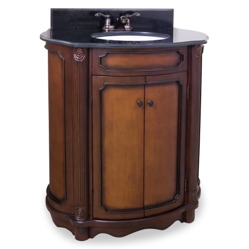 VAN025E 32 Bath Elements Tesla Walnut Vanity with Preassembled Top and Bowl in Walnut