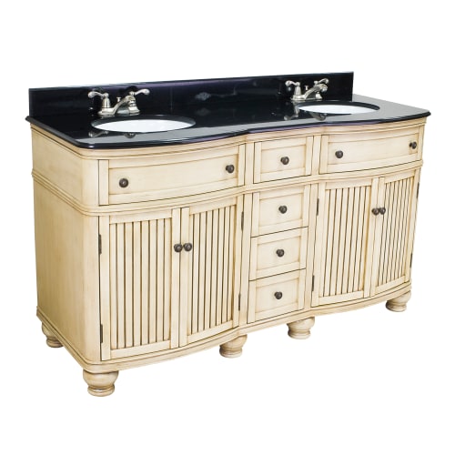 Elements Compton Buttercream 60 Double Vanity with Preassembled Top and Bowl