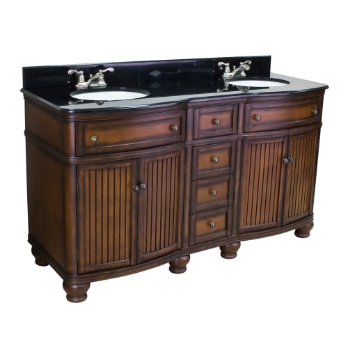 Elements Compton Walnut 60 Double Vanity with Preassembled Top and Bowl