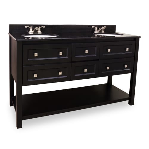 Elements Adler Black 60 Double Vanity with Preassembled Top and Bowls