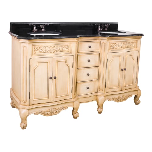 Elements Clairemont Buttercream 60 Double Vanity with Preassembled Top and Bowl