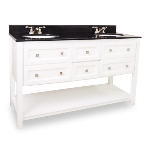 Elements Adler White 60 Double Vanity with Preassembled Top and Bowls