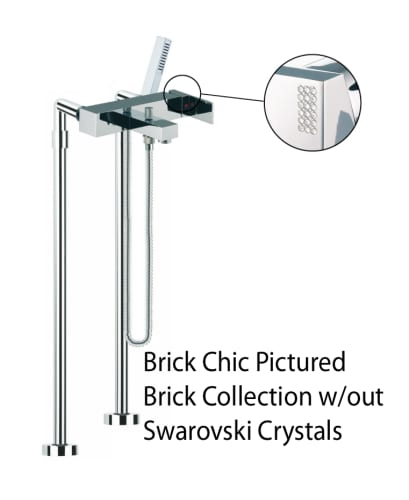  Fima by Nameeks S3504/4CR Chrome Brick Floor Mounted Bath Mixer Filler On Risers With Hand Shower Set from the Brick Series S3504/4 