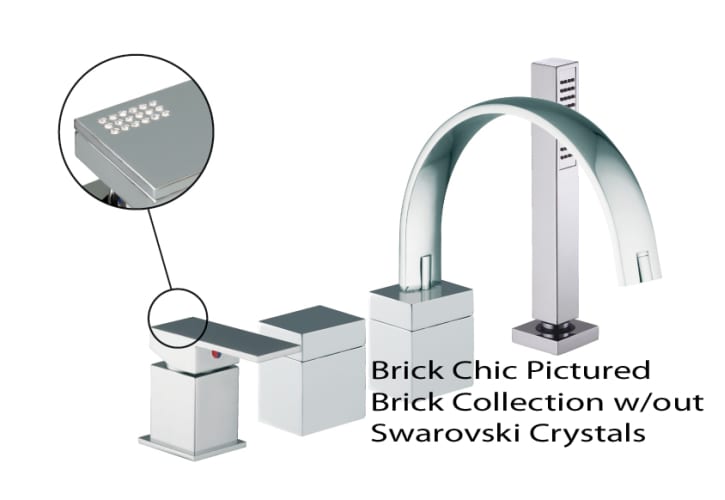 Fima by Nameeks S3514CR Chrome Brick Four Holes Deck Mounted Tub Mixer With Hand Shower from the Brick Series S3514