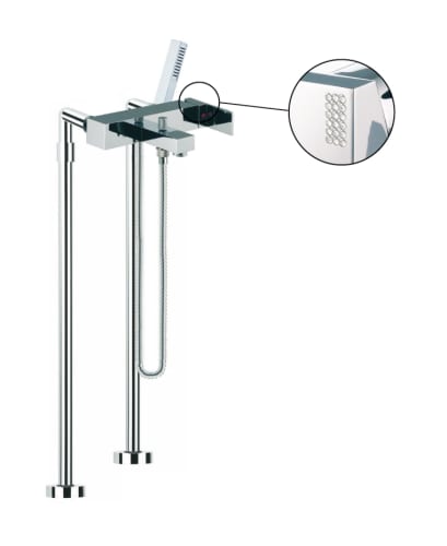 Fima by Nameeks S3504/4CCR Chrome Brick Chic Floor Mounted Bath Mixer Filler On Risers With Hand Shower Set With Swarovski Crystals from the Brick Chic Series S 