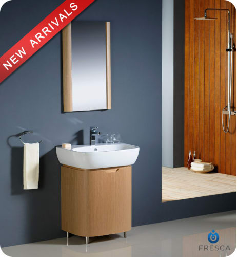 Fresca Andria Light Oak Modern Bathroom Vanity with Mirror