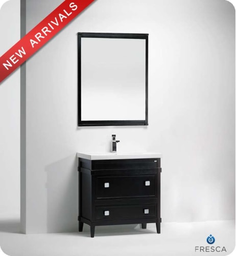 Fresca Blavet 32 Black Modern Bathroom Vanity w/ Mirror