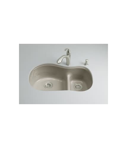 Kohler K-6498-K5 Iron/Tones Smart Divide Offset Kitchen Sink, Cashmere