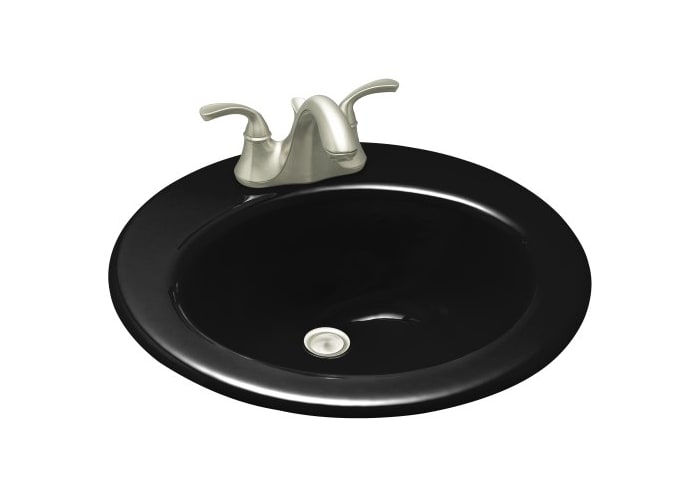 KOHLER Radiant Self-Rimming Bathroom Sink in Black Black 2917-4-7