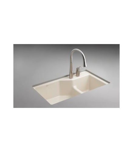 Kohler K-6411-2-20 Indio Indio Undermount Smart Divide Small/Large Double-Bowl Kitchen Sink with 2 Faucet Holes