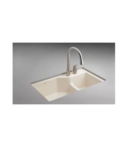 Kohler K-6411-2-RR Indio Indio Undermount Smart Divide Small/Large Double-Bowl Kitchen Sink with 2 Faucet Holes