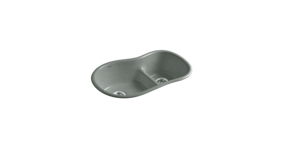 Kohler K-6498-FT Iron/Tones Smart Divide Offset Kitchen Sink, Basalt