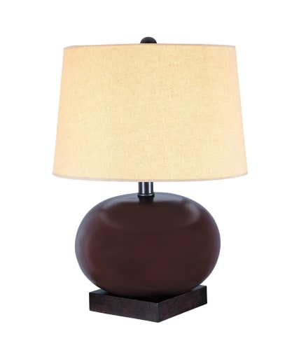 Lite Source Ceramic Table Lamp, Dark Walnut/Beige Fabric Shade, A 150W