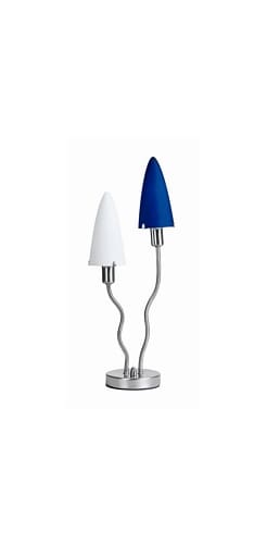 Lite Source Accent Lamp in Polished Steel with Blue and White Frosted Glass