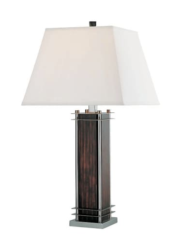 Lite Source Table Lamp - Dark Walnut With White Fabric Shade
