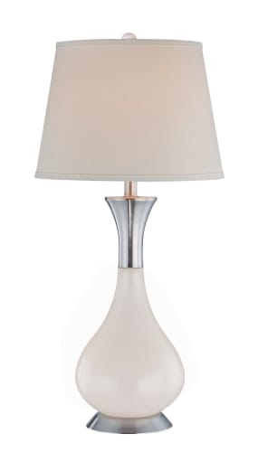 Lite Source Table Lamp with White Glass in Polished Steel