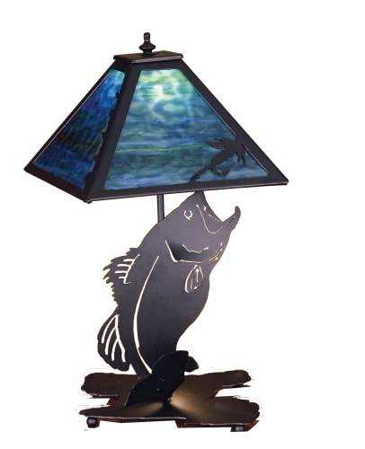 Meyda Tiffany 32566 Black Fish Du Jour Rustic / Country Table Lamp