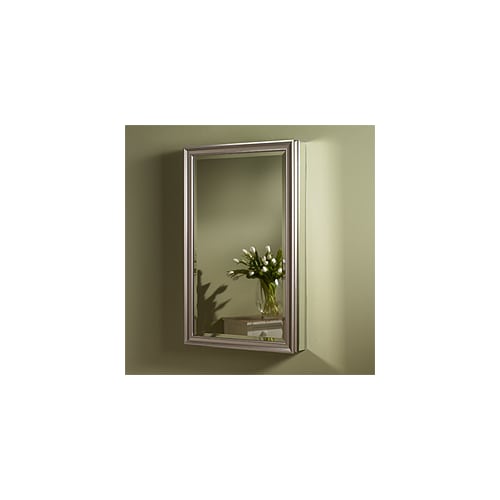 NuTone S568N344SSSNPX Satin Nickel / Stainless Steel / Traditional Frame Studio V Series Medicine Cabinet with Three Adjustable Glass Shelves - 35 H x 5 D S