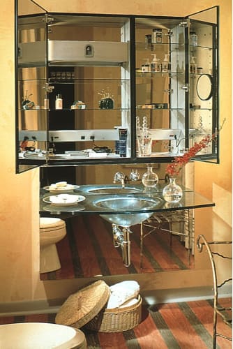 Robern MP24D8FPLE Plain M Series 23 1/4 Single Door Mirrored Medicine Cabinet with Beveled Mirror MP24D8FPLE