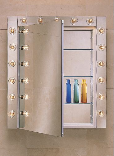 ROBERN Flat Mirrored Door Cabinet with Black Interior