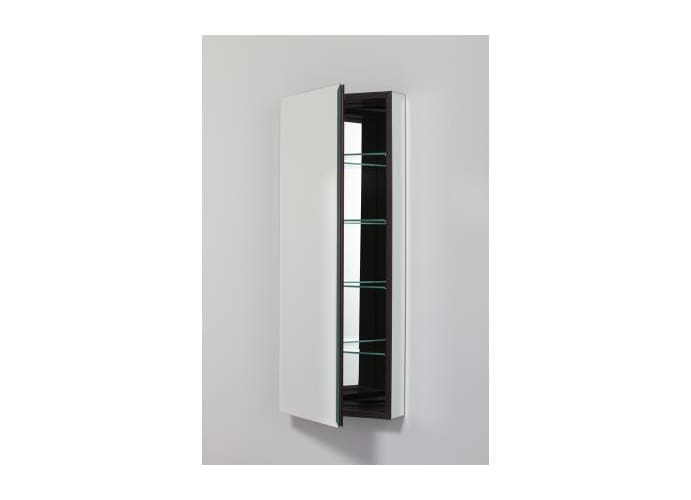 Robern PLM1640BBLE Black PL PL 15 x 40 Frameless Medicine Cabinet Left Hinged with Beveled Mirror and Electrical Outlet PLM1640BLE