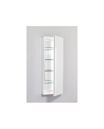 Robern PLM1640WLE White PL PL 15 x 40 Frameless Medicine Cabinet Left Hinged with Flat Mirror and Electrical Outlet PLM1640LE