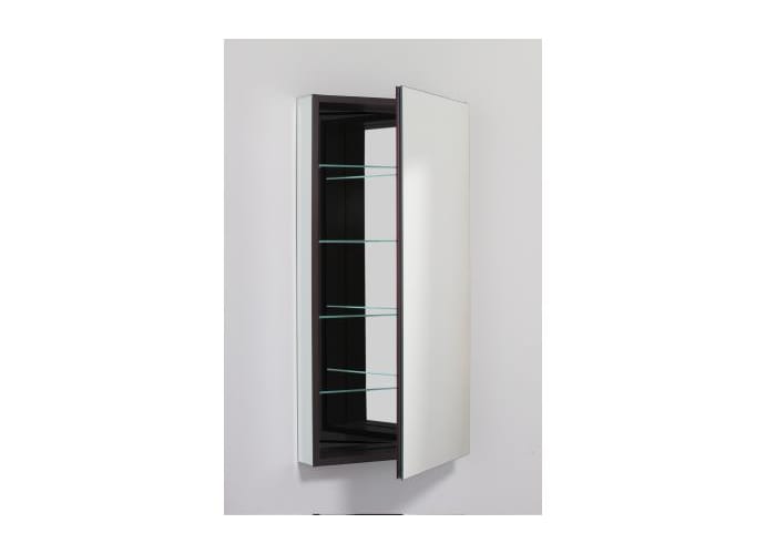 Robern PLM2040BLE Black PL PL 19 x 39 Frameless Medicine Cabinet Left Hinged with Flat Mirror and Electrical Outlet PLM2040LE