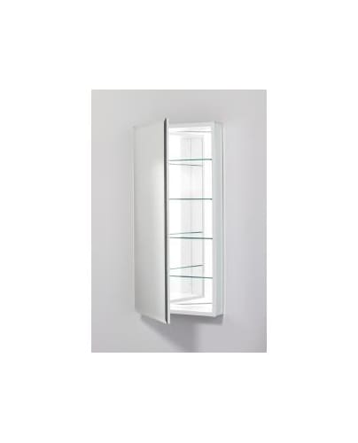 Robern PLM2040WBRE White PL PL 19 x 39 Frameless Medicine Cabinet Right Hinged with Beveled Mirror and Electrical Outlet PLM2040BRE