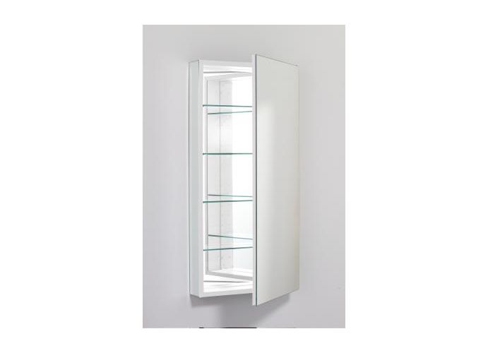 Robern SDD-RBN-033 PL Series cabinet 20 wide x 40 high x 4 deep, flat top, whiteinterior, plain glass door, interior electrical shelf, left handed