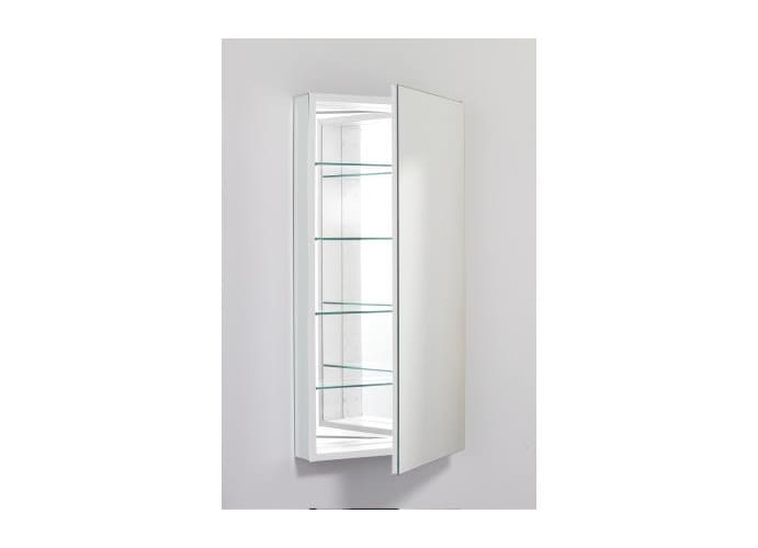 Robern PLM2040WRE White PL PL 19 x 39 Frameless Medicine Cabinet Right Hinged with Flat Mirror and Electrical Outlet PLM2040RE