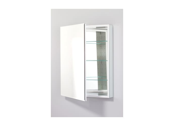 Robern SDD-RBN-040 PL Series cabinet 24 wide x 30 high x 4 deep, flat top, white interior, bevel glass door, interior electrical shelf, right handed