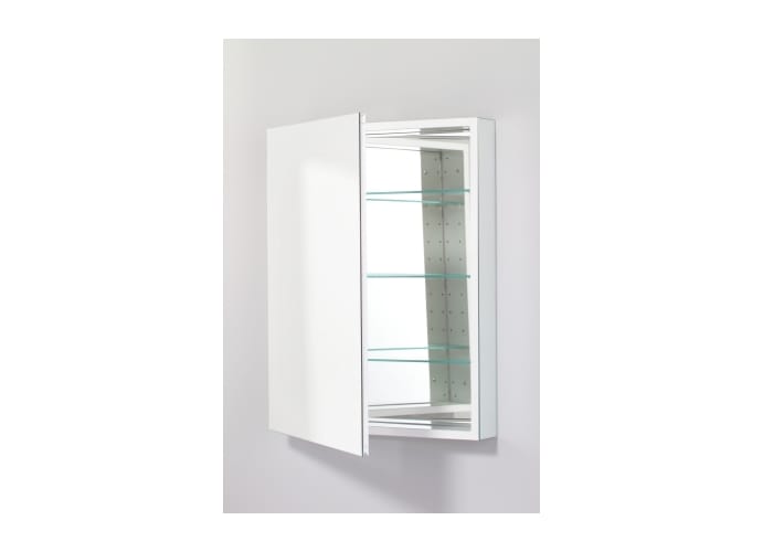 Robern SDD-RBN-041 PL Series cabinet 24 wide x 30 high x 4 deep, flat top, white interior, plain glass door, interior electrical shelf, left handed