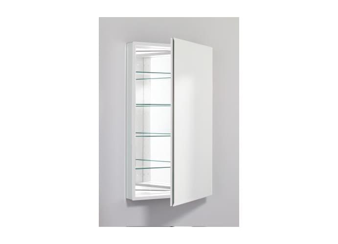 Robern PLM2440WBLE White PL PL 23 x 39 Frameless Medicine Cabinet Left Hinged with Beveled Mirror and Electrical Outlet PLM2440BLE