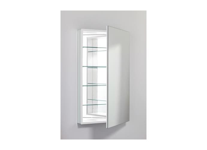 Robern PLM2440WLE White PL PL 23 x 39 Frameless Medicine Cabinet Left Hinged with Flat Mirror and Electrical Outlet PLM2440LE