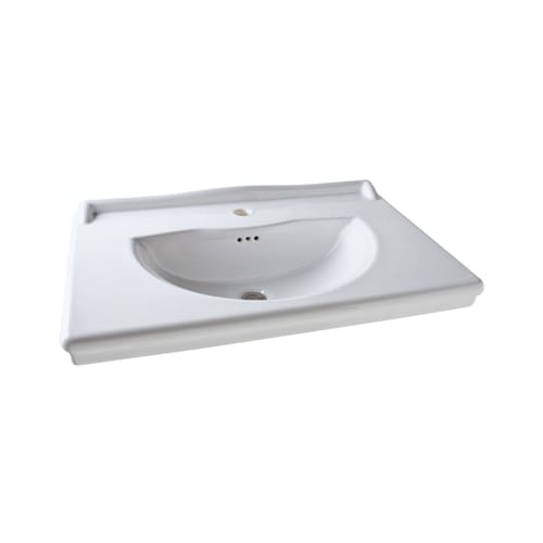 Rohl 1376-00 White Allia 30 Allia Pedestal Mounted Rectangular Bathroom Sink with Single Faucet Hole 1376
