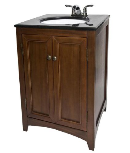 Simpli Home AXHF0231A 24in. Yorkville Bathroom Vanity with Black Marble Top