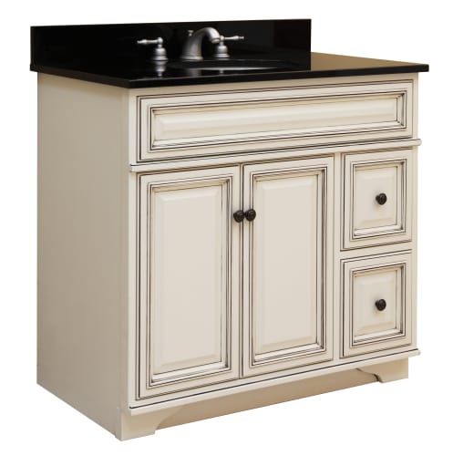 Sunny Wood SL3621D Glazed White Vanity Cabinet 36 Maple Wood Vanity Cabinet from the Sanibel Collection