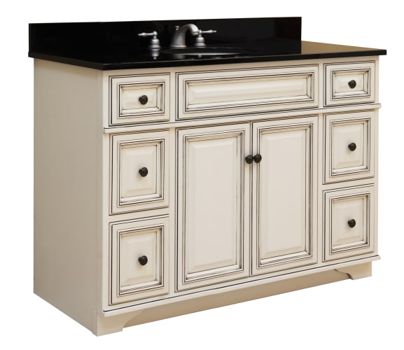 Sunny Wood SL4821D Glazed White Vanity Cabinet 48 Maple Wood Vanity Cabinet from the Sanibel Collection