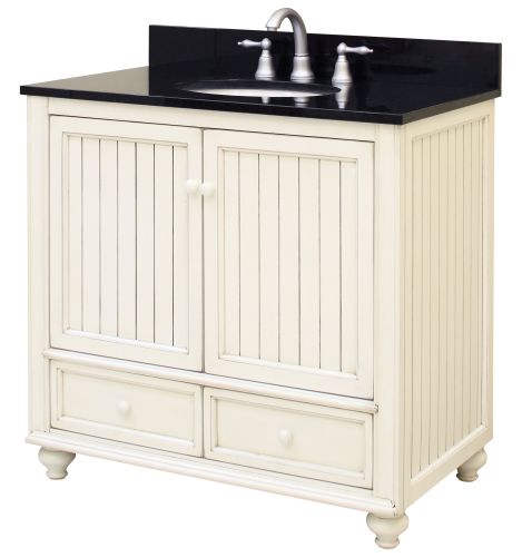 Sunny Wood BB3621D Burnished White Vanity Cabinet 36 Wood Vanity Cabinet from the Bristol Beach Collection