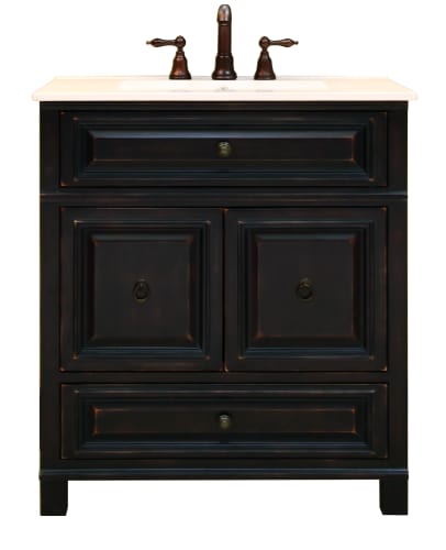 Sunny Wood BH3021D Antique Black Vanity Cabinet 30 Wood Vanity Cabinet from the Barton Hill Collection