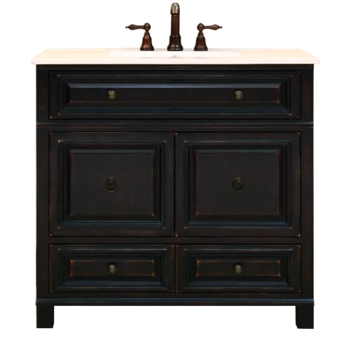 Sunny Wood BH3621D Antique Black Vanity Cabinet 36 Wood Vanity Cabinet from the Barton Hill Collection