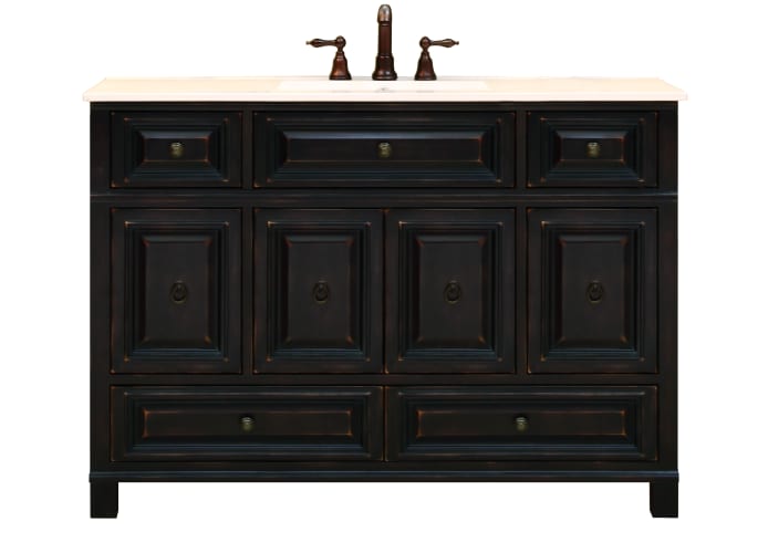 Sunny Wood BH4821D Antique Black Vanity Cabinet 48 Wood Vanity Cabinet from the Barton Hill Collection
