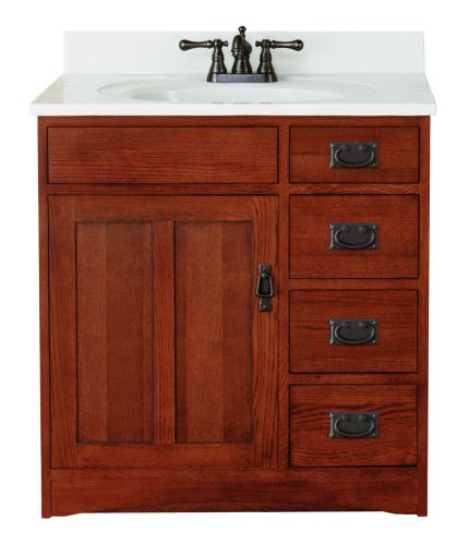 Sunny Wood FR3021D Mission Oak Vanity Cabinet 30 Wood Vanity Cabinet from the Franciscan Collection