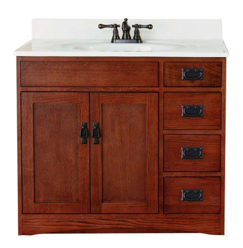 Sunny Wood FR3621D Mission Oak Vanity Cabinet 36 Wood Vanity Cabinet from the Franciscan Collection