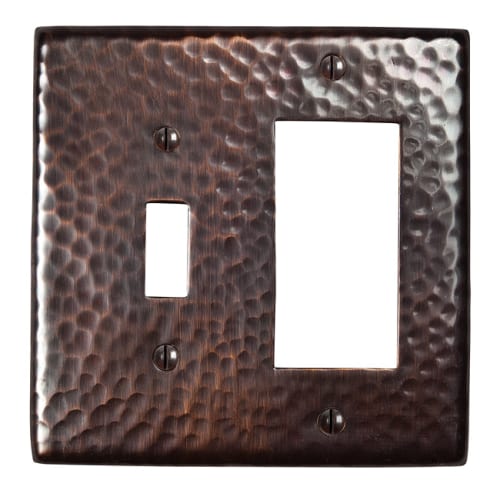 The Copper Factory CF125AN Hand Hammered 1 Switch/1 GFI Combination, Antique Copper