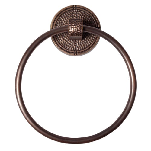 The Copper Factory Hammered Copper Towel Ring with Round Backplate