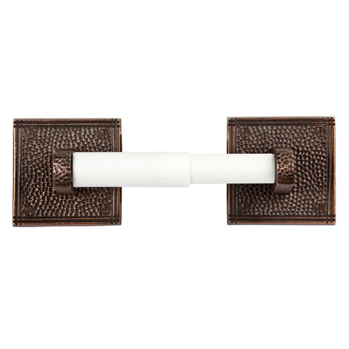 The Copper Factory CF136AN Copper Toilet Tissue Holder with Square Backplate, Antique Copper