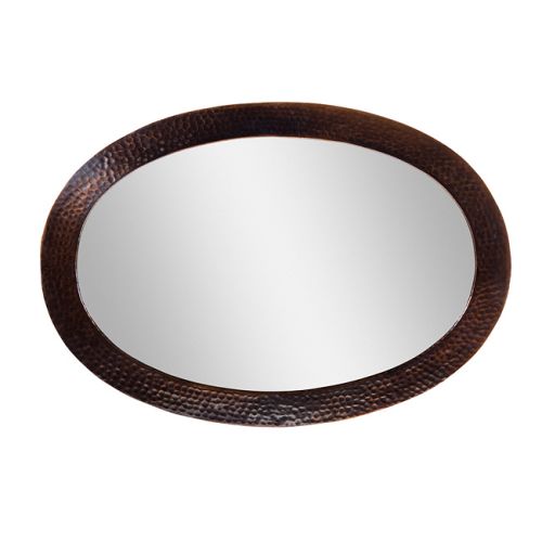The Copper Factory Hammered Copper Framed Oval Mirror