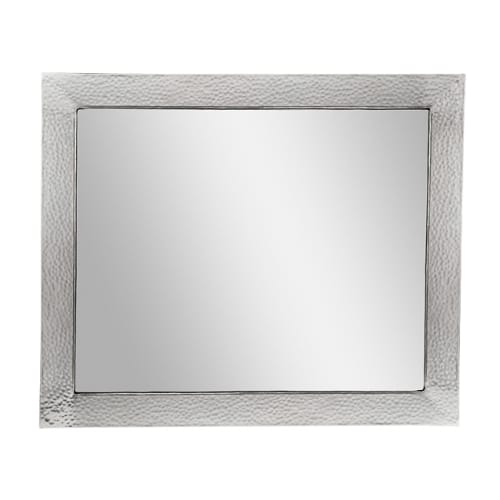 Hammered Copper Framed Rectangular Mirror Finish: Satin Nickel